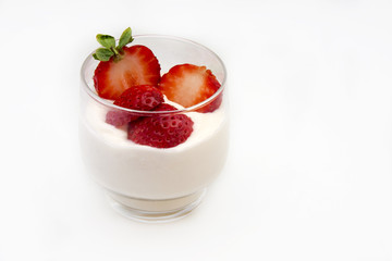 Yogurt with strawberries.