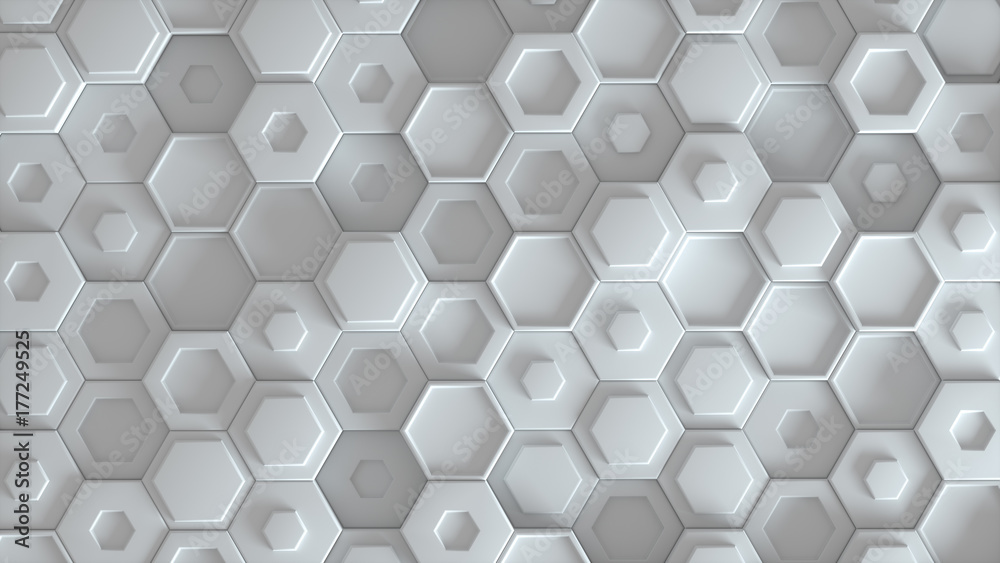Aufkleber white abstract hexagonal geometric background. structure of a large number of different hexagons. 3d