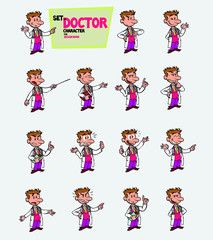 White doctor. Set of postures of the same character in different expressions. Sad, happy, angry ... Always showing, as in a presentation, the data you want.