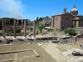 19.06.2017, Rome, italy: Beautiful view of Ruins of famous Roman Forum