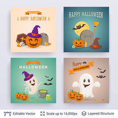 Halloween party posters set.