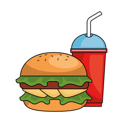 delicious burger with soda