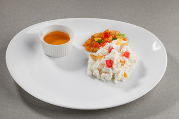 Curd with candied fruit and honey