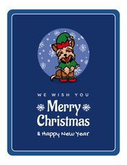 Obraz premium yorkshire terrier little assistant santa