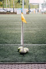 Rugby balls on the field