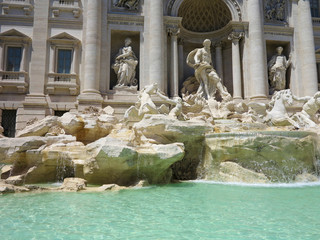 Trevi fountain baroque architecture and landmark in Rome, Italy.