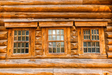 An old wooden house windows