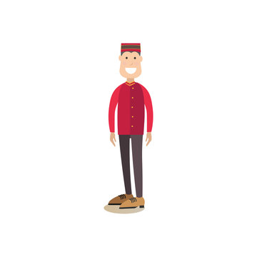 Hotel porter concept vector illustration in flat style.