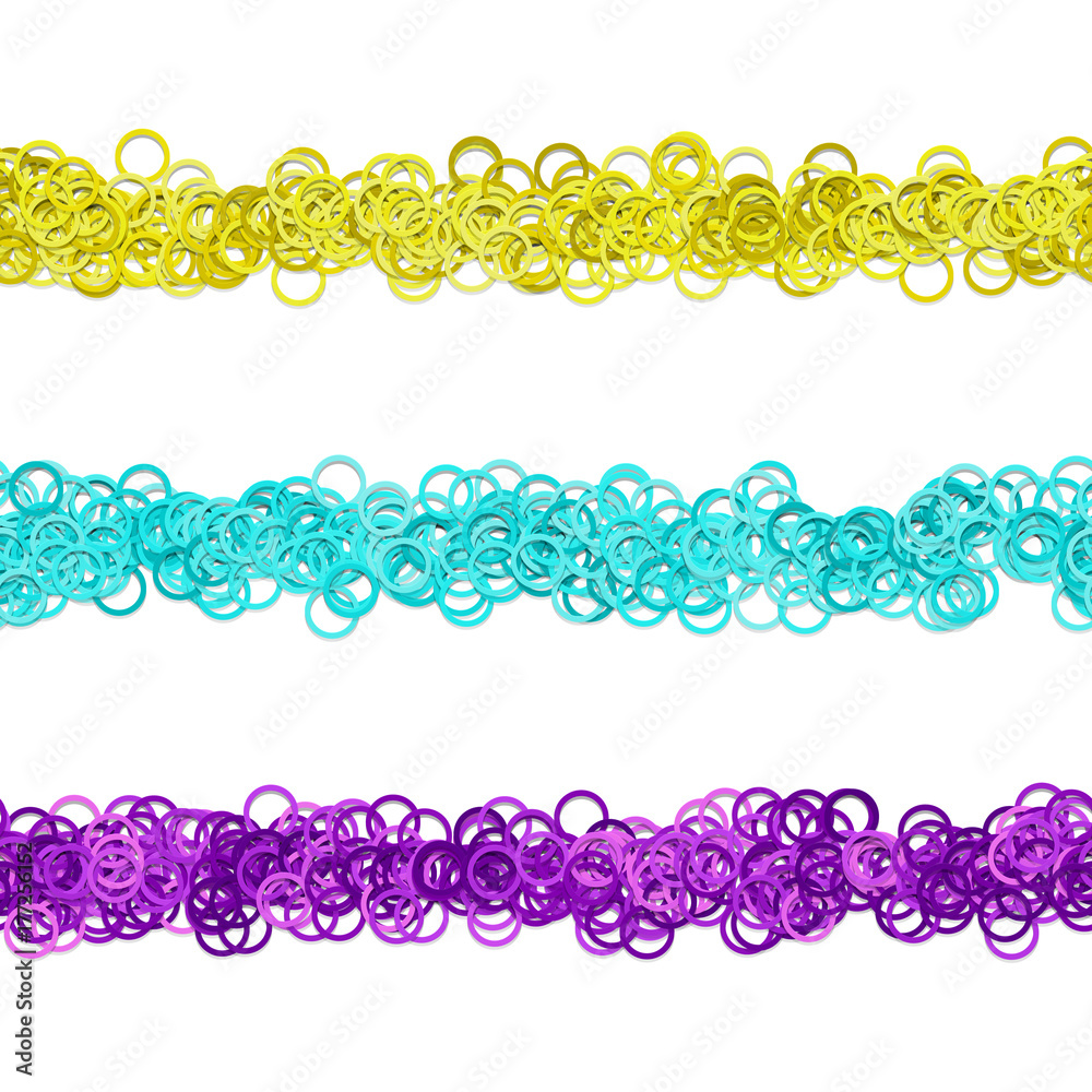 Poster random circle pattern line divider design set from colored rings