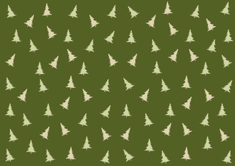 Christmas tree silhouette illustration design cream on green background