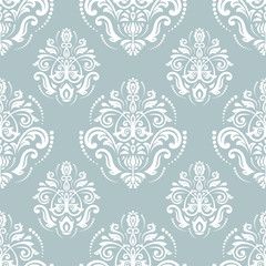 Classic seamless vector light blue and white pattern. Traditional orient ornament. Classic vintage background