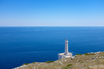 Fototapeta na wymiar Easternmost Italian lighthouse in a summer day near Otranto