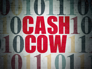 Finance concept: Cash Cow on Digital Data Paper background