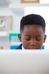 Close up of businessman using computer