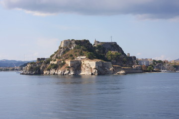 Fototapeta na wymiar View of the Corfu town with fort, Corfu island, Ionian islands, Greece