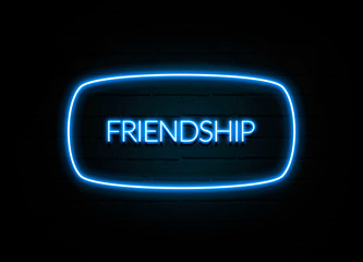 Fototapeta premium Friendship - colorful Neon Sign on brickwall