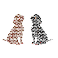 Abstract geometric mosaic dog, on white background.