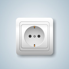 White socket icon on the grey background. Vector, eps 10.