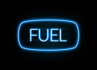 Fuel  - colorful Neon Sign on brickwall