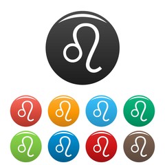 Leo zodiac sign icons set vector simple