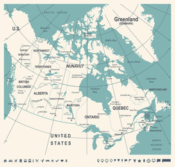 Fototapeta na wymiar Canada Map - Vintage Vector Illustration