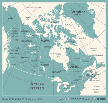 Canada Map - Vintage Vector Illustration