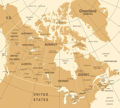 Canada Map - Vintage Vector Illustration