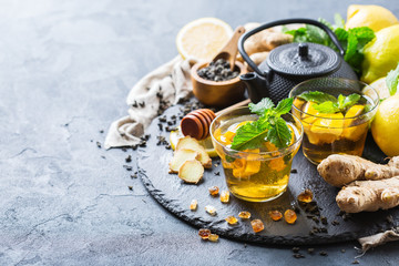 Japanese chinese tea teapot lemon ginger mint honey