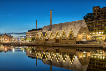 Feskekorka (Fish church) is an indoor fish market in Gothenburg, Sweden, which got its name from the building's resemblance to a Neo-gothic church - obrazy, fototapety, plakaty