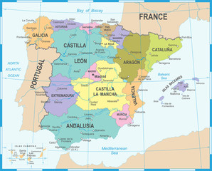 Spain Map - Vector Illustration