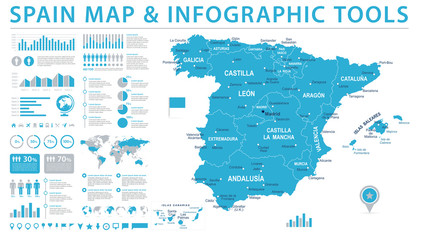 Naklejka premium Spain Map - Info Graphic Vector Illustration