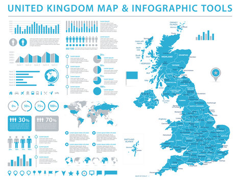 United Kingdom Map - Info Graphic Vector Illustration