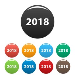 Happy New Year 2018 icons set