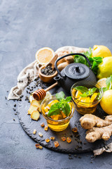 Japanese chinese tea teapot lemon ginger mint honey