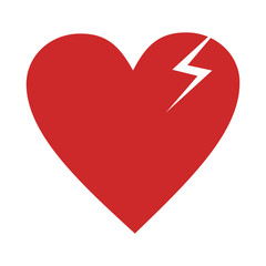 Broken heart icon vector simple