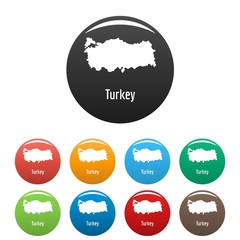 Turkey map in black set vector simple