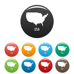 USA map in black set vector simple