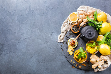 Japanese chinese tea teapot lemon ginger mint honey