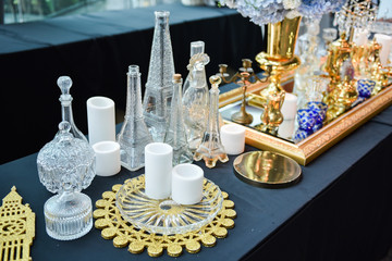 Decoration Set. Group of object in Vintage style. prepare to decorate in Wedding Party event or Valentine Day.