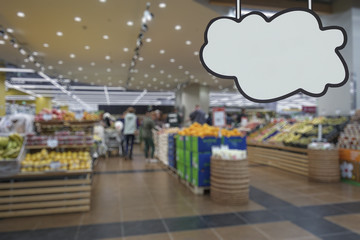 Supermarket, defocused image. Place for your text.