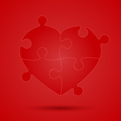 Red Piece Puzzle Heart Valentines Day, Love