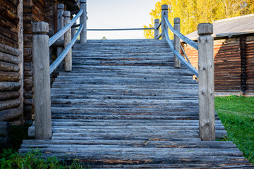 Obraz premium flooring from logs in ancient times in Russia