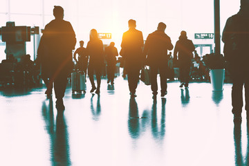 The passengers in the airport, the business background.