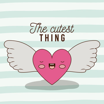 The Cutest Thing Poster Of Animated Heart With Wings And Lines Colorful Background