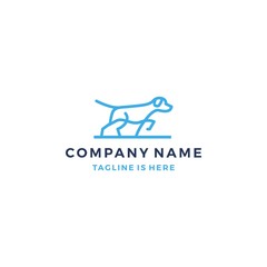 minimalist lineart monoline outline walking dog logo icon logo template vector illustration