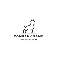 minimalist monoline outline dog vector logo icon template illustration