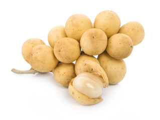 Long Gong fruit ,Lansium parasiticum on a white background