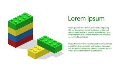 Obraz premium Isometric 3D vector illustration toy for children constructor and building blocks