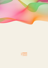Wave 3d surface of particles. Abstract vector colorful mesh on light background. Futuristic style card. Elegant background