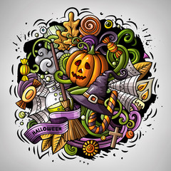 Cartoon vector doodles Happy Halloween illustration